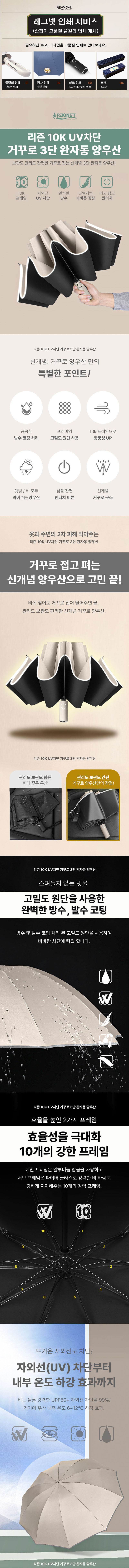 리즌 10K UV차단 거꾸로 3단 완자동 양우산 상세 이미지
